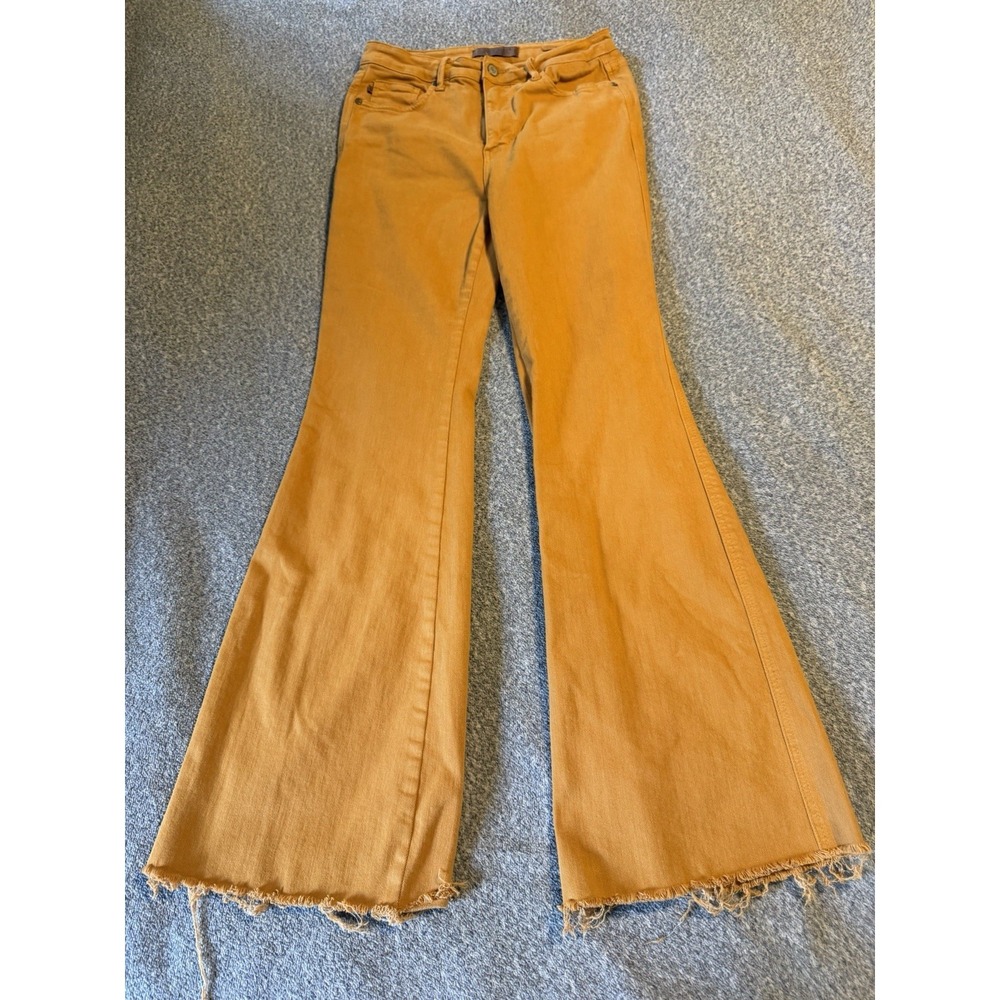 Judy Blue Jeans Womens 29x30 (9)Marigold High Waist Tummy Control Flare Raw Hem - Picture 1 of 11